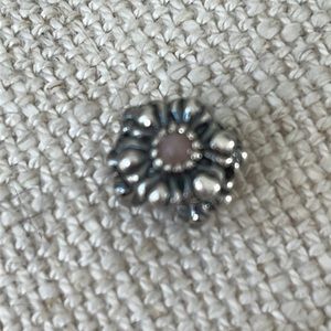 Pandora flower charm light pink stone center